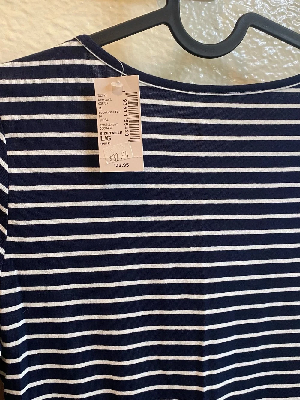Navy and White Striped Dress with Sequins - Picture 3 of 5